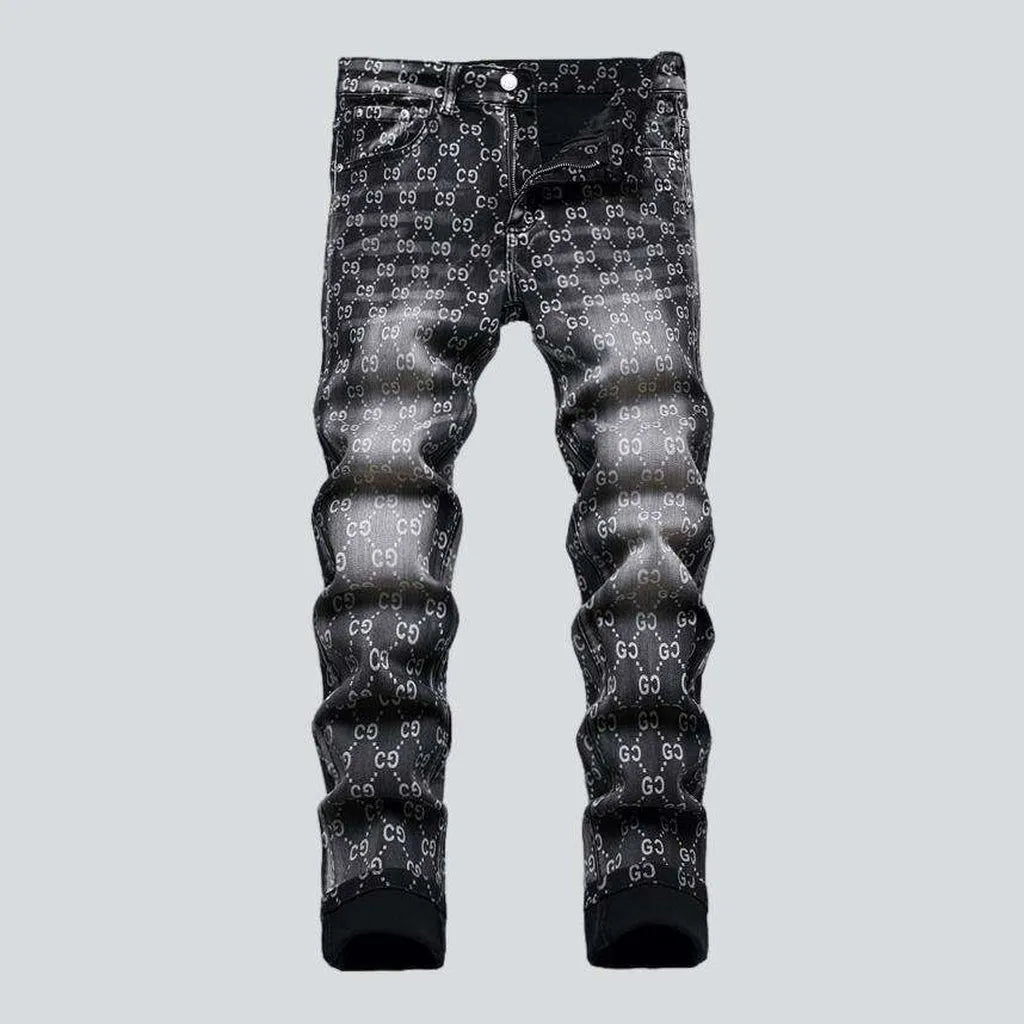 Ornament print jeans for men