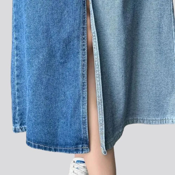 High-waist a-line denim skirt