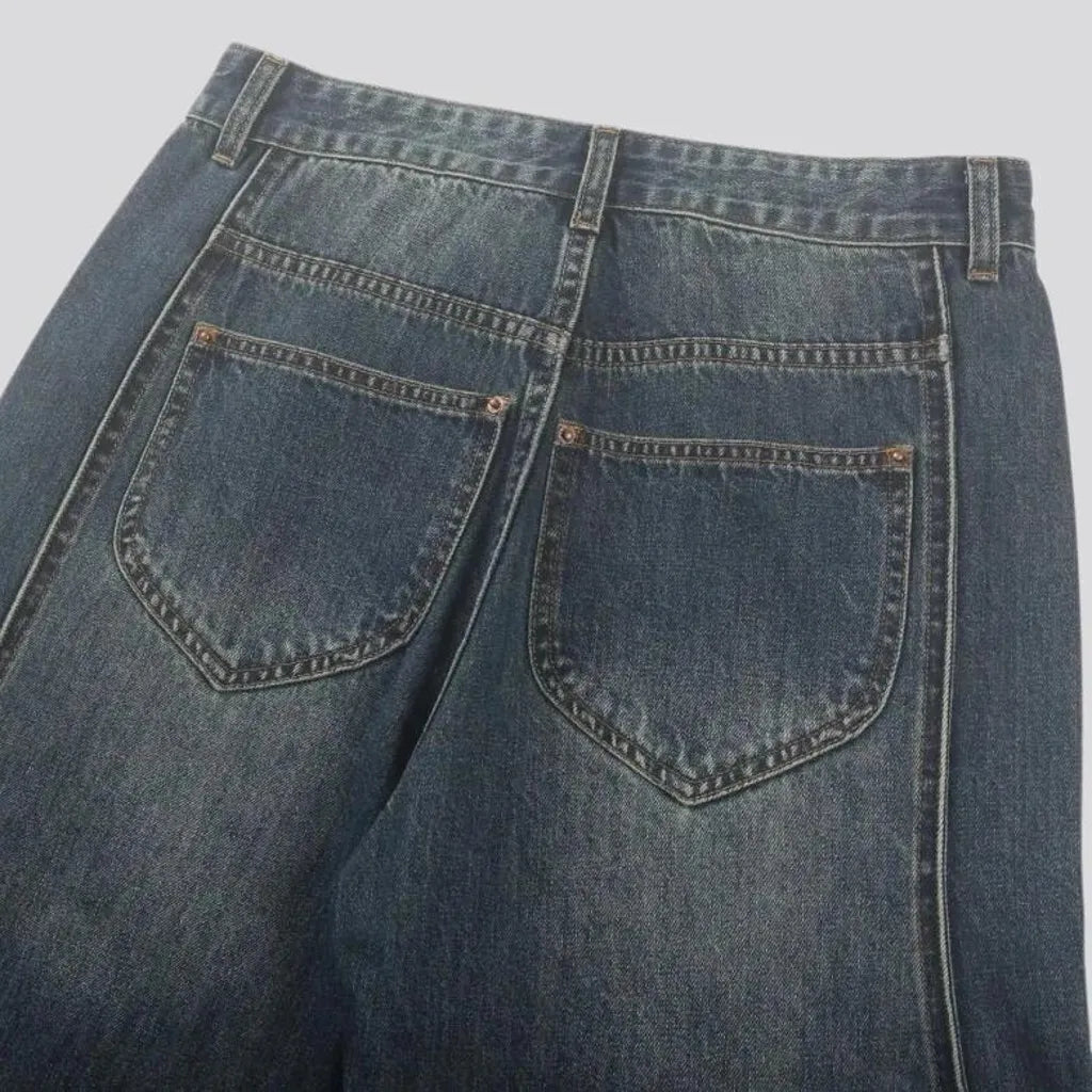 Wide fit faded look men's jeans