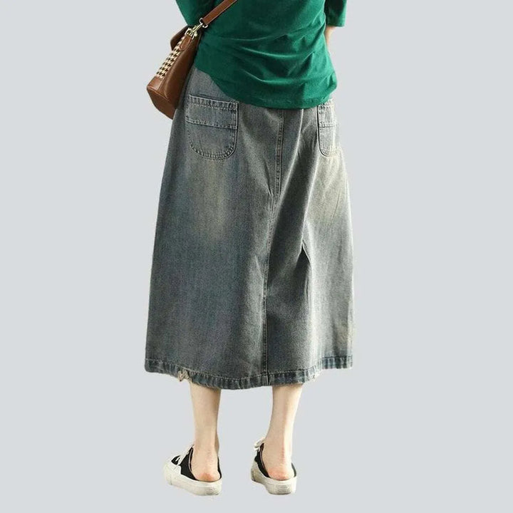 Cargo vintage women's denim skirt