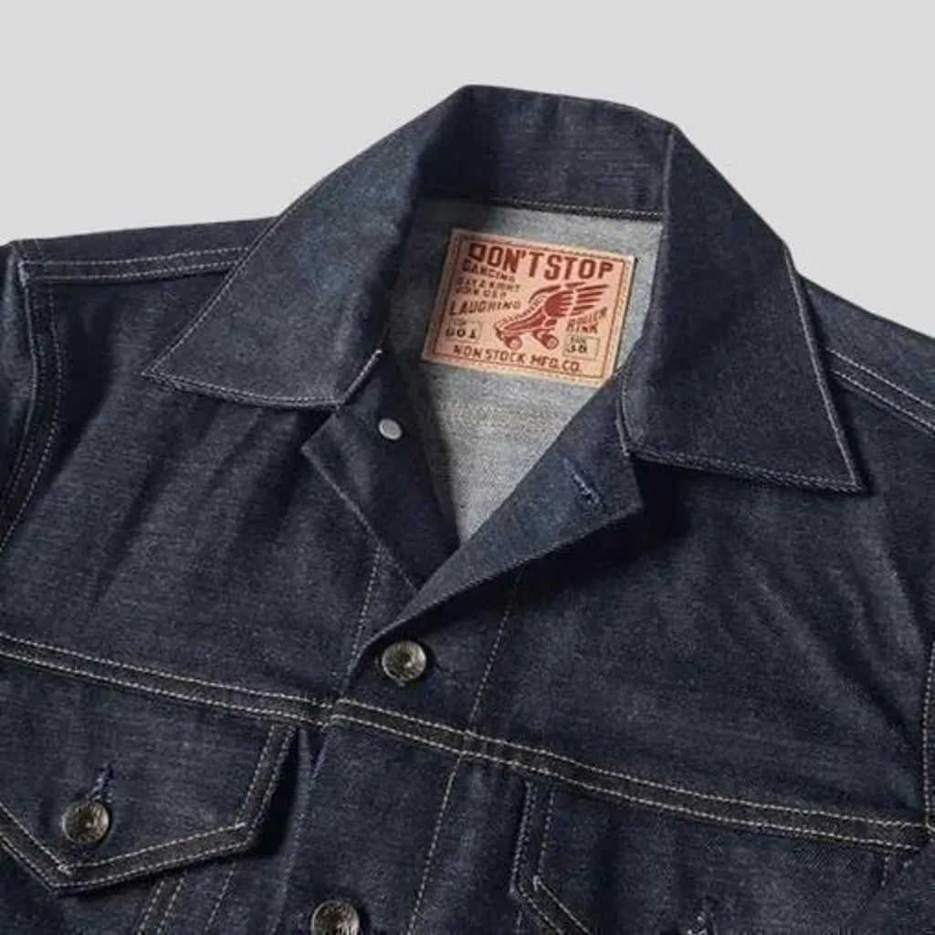 Casual dark wash duty denim trucker jacket for men