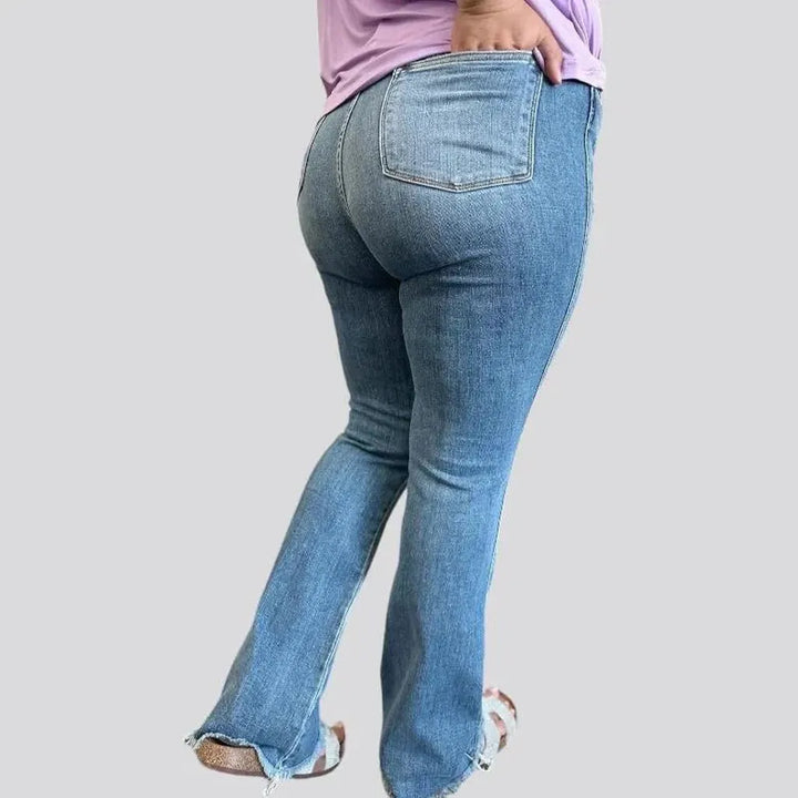 High-waist distressed jeans for women