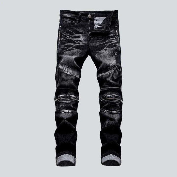 Biker jeans with side zippers