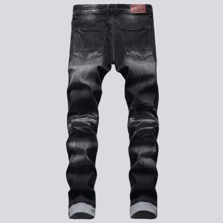 Biker men's sanded jeans