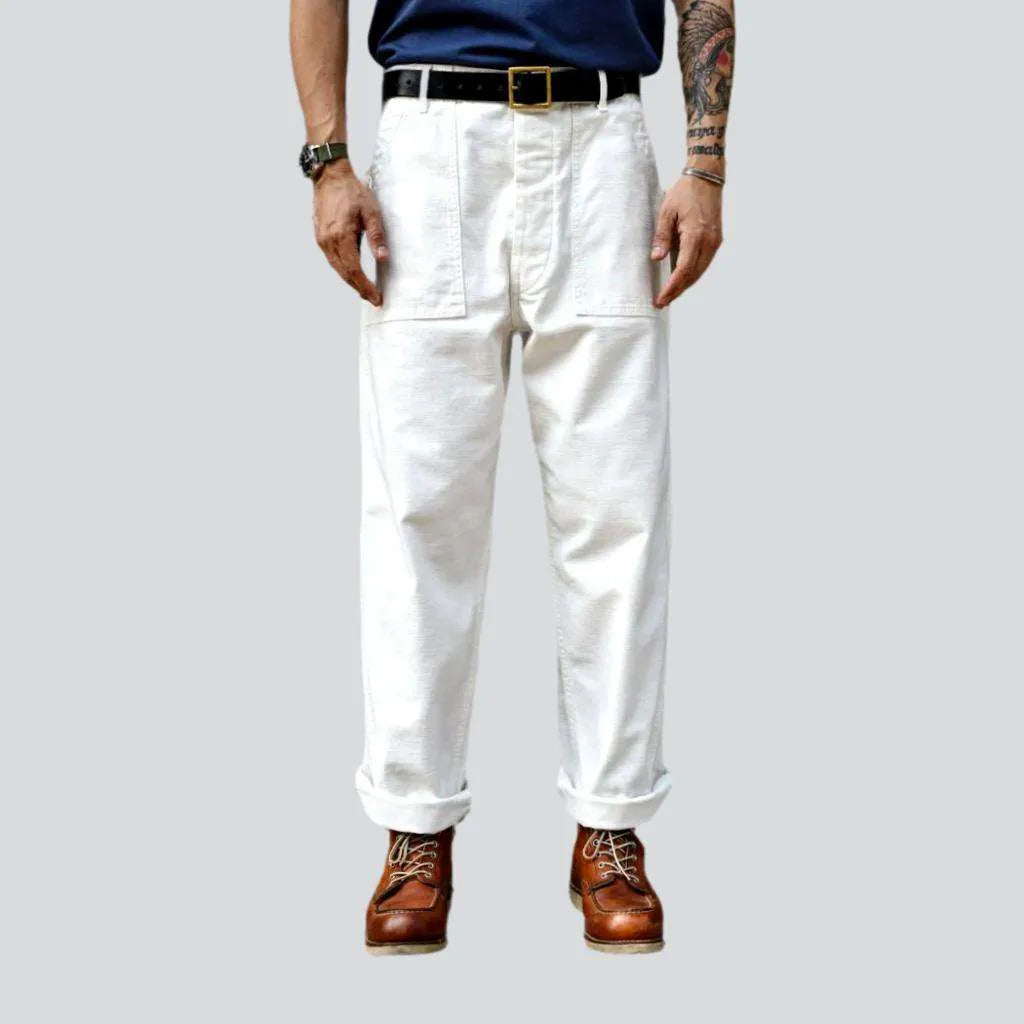 High-waist street men's denim pants