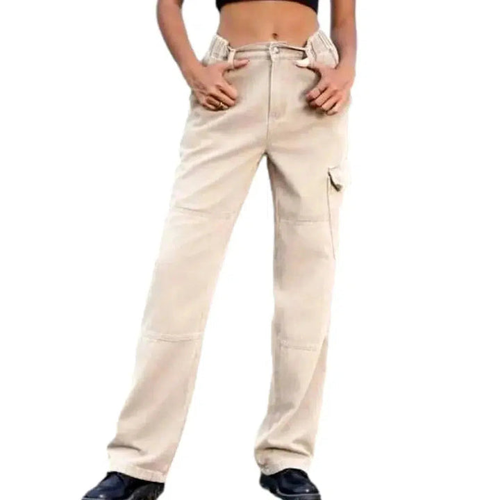 Cargo high-waist denim pants