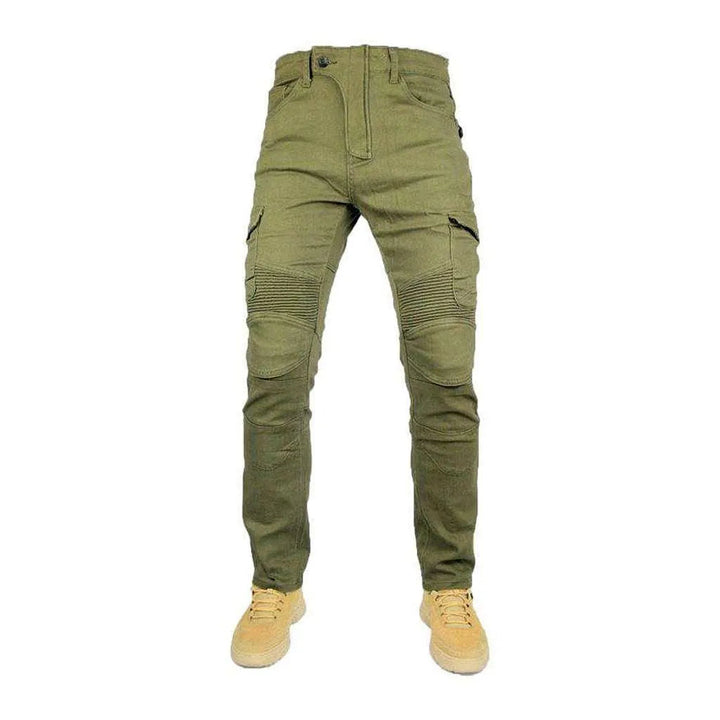 Cargo slim biker denim pants