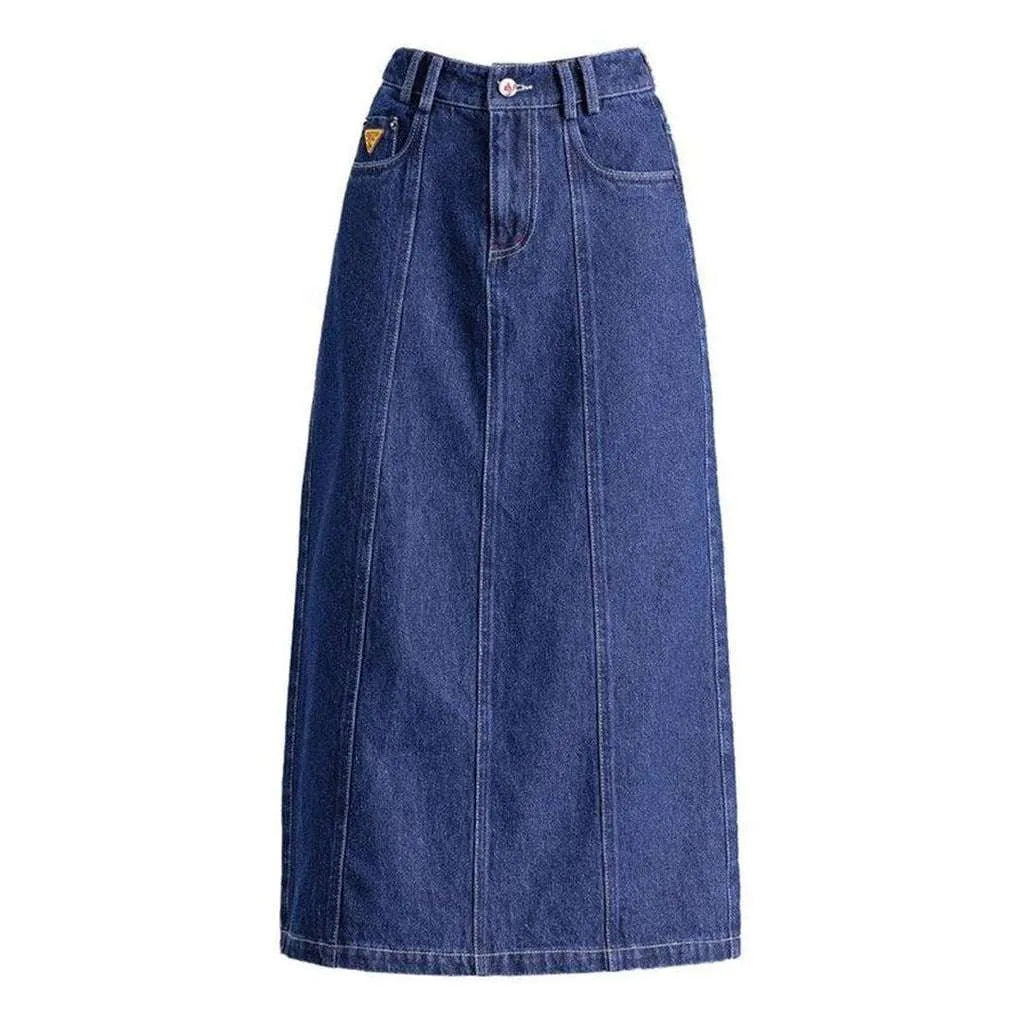 Casual long denim skirt