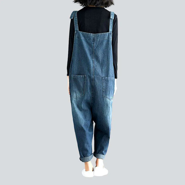 Women's baggy patchwork jean dungaree