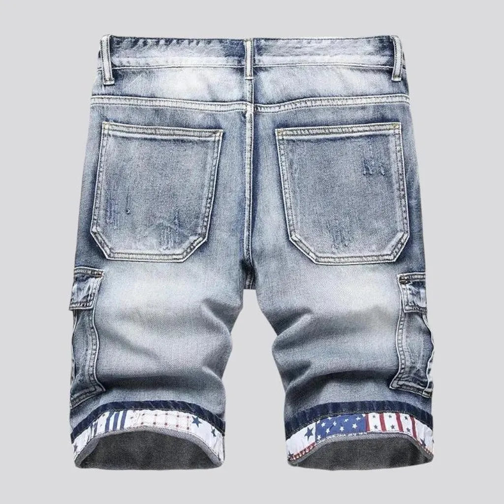 Sanded mid-waist jeans shorts for men