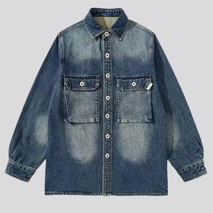 Sanded vintage men's denim jacket