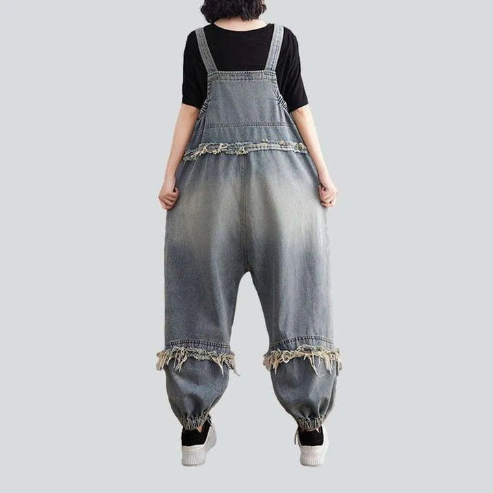 Vintage baggy women's denim overall