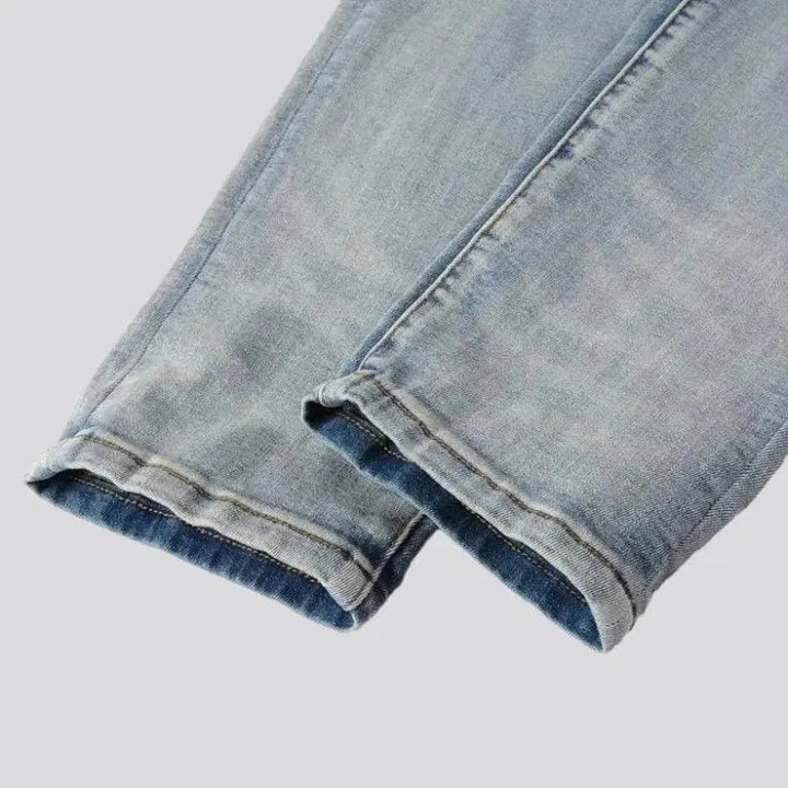 Skinny men's furrowed jeans