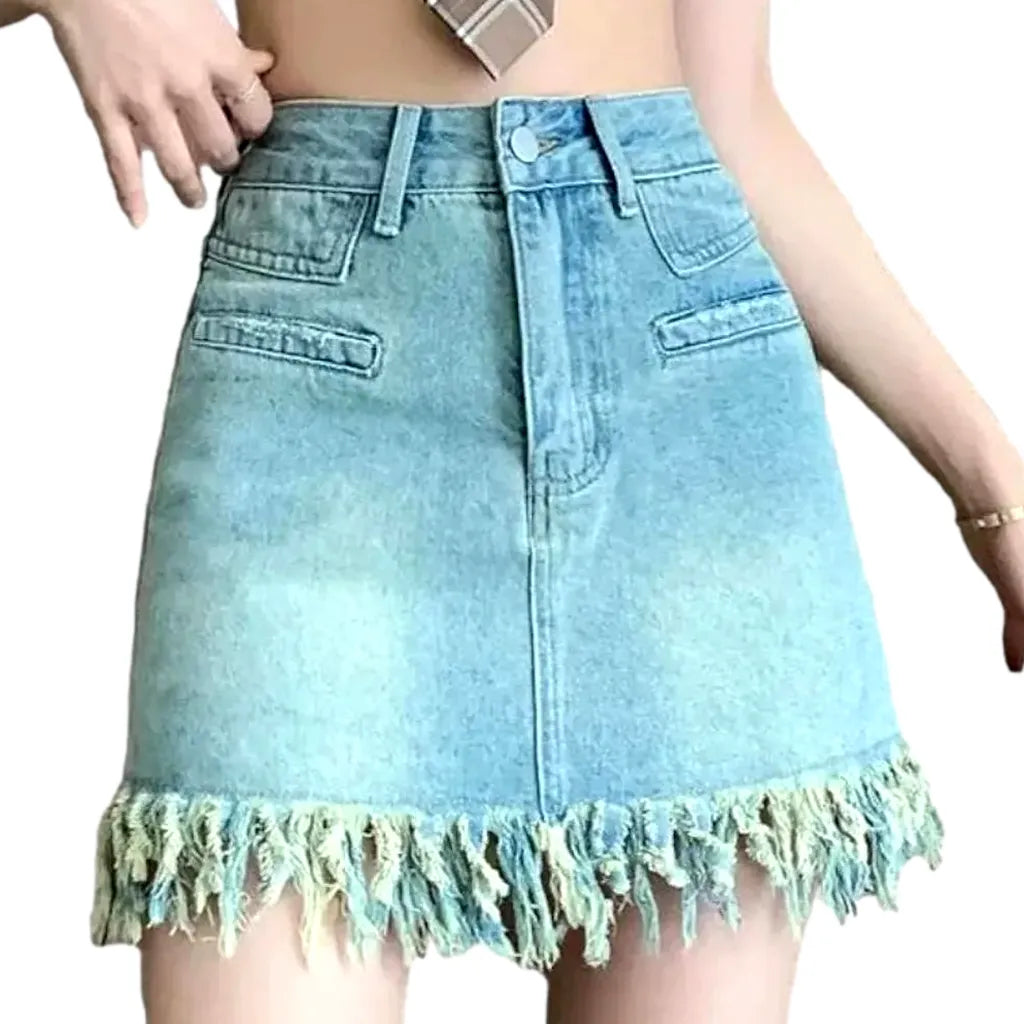 High-waist jeans skirt
 for women