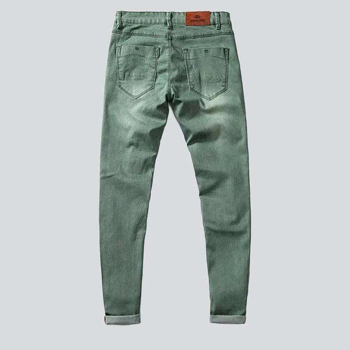 Sanded color jeans for men