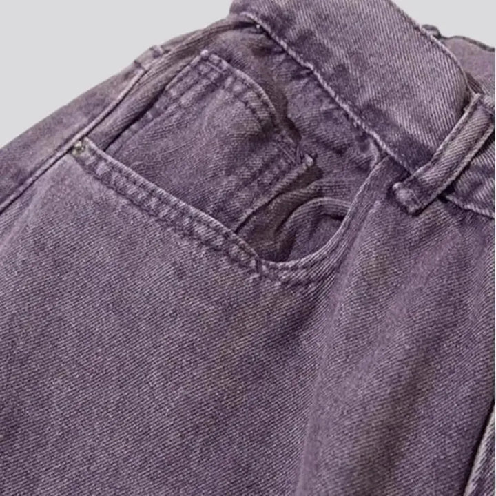 High-waist women's violet jeans