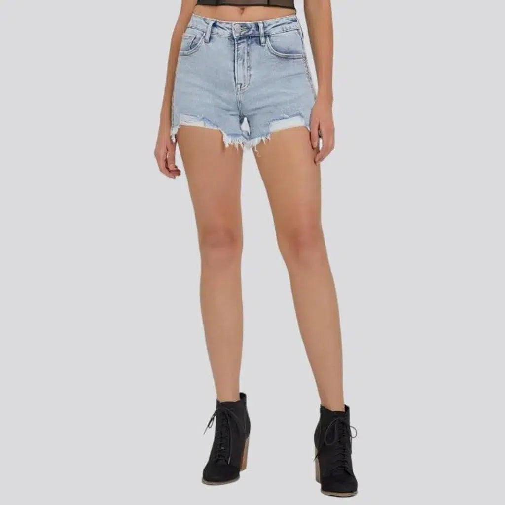 High-waist women's jeans shorts