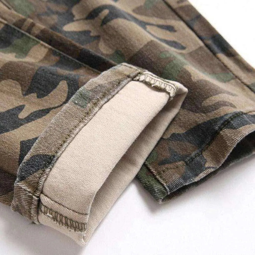 Camouflage print men's denim pants