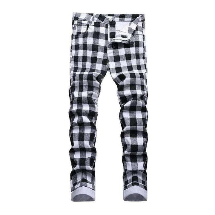 Checkered white men's jeans