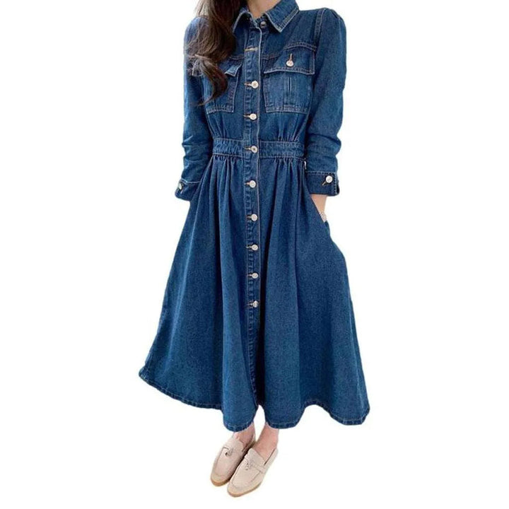 Chic Denim Dress - Blue