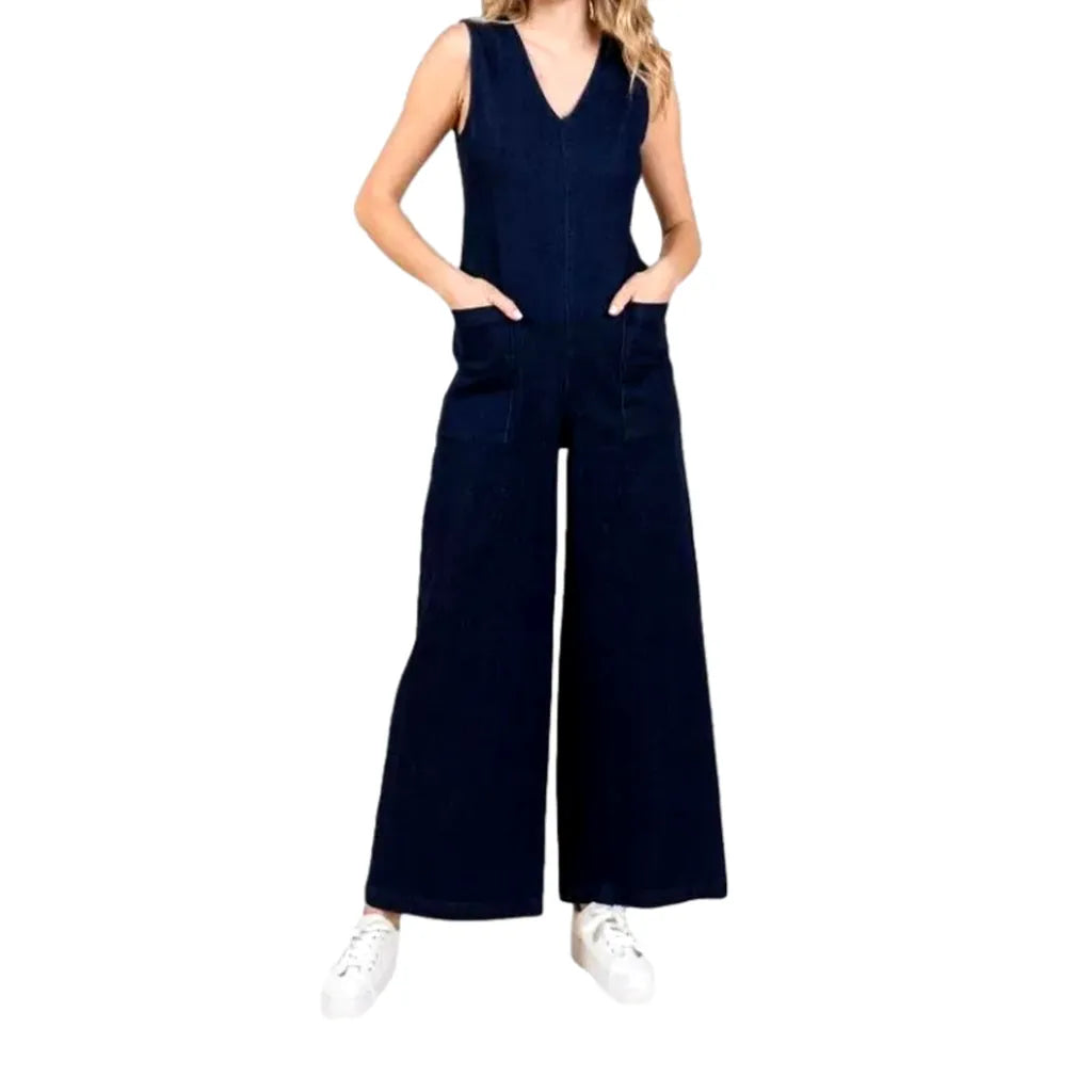 Chic Denim Women's Jumpsuit Overall - Dark Blue