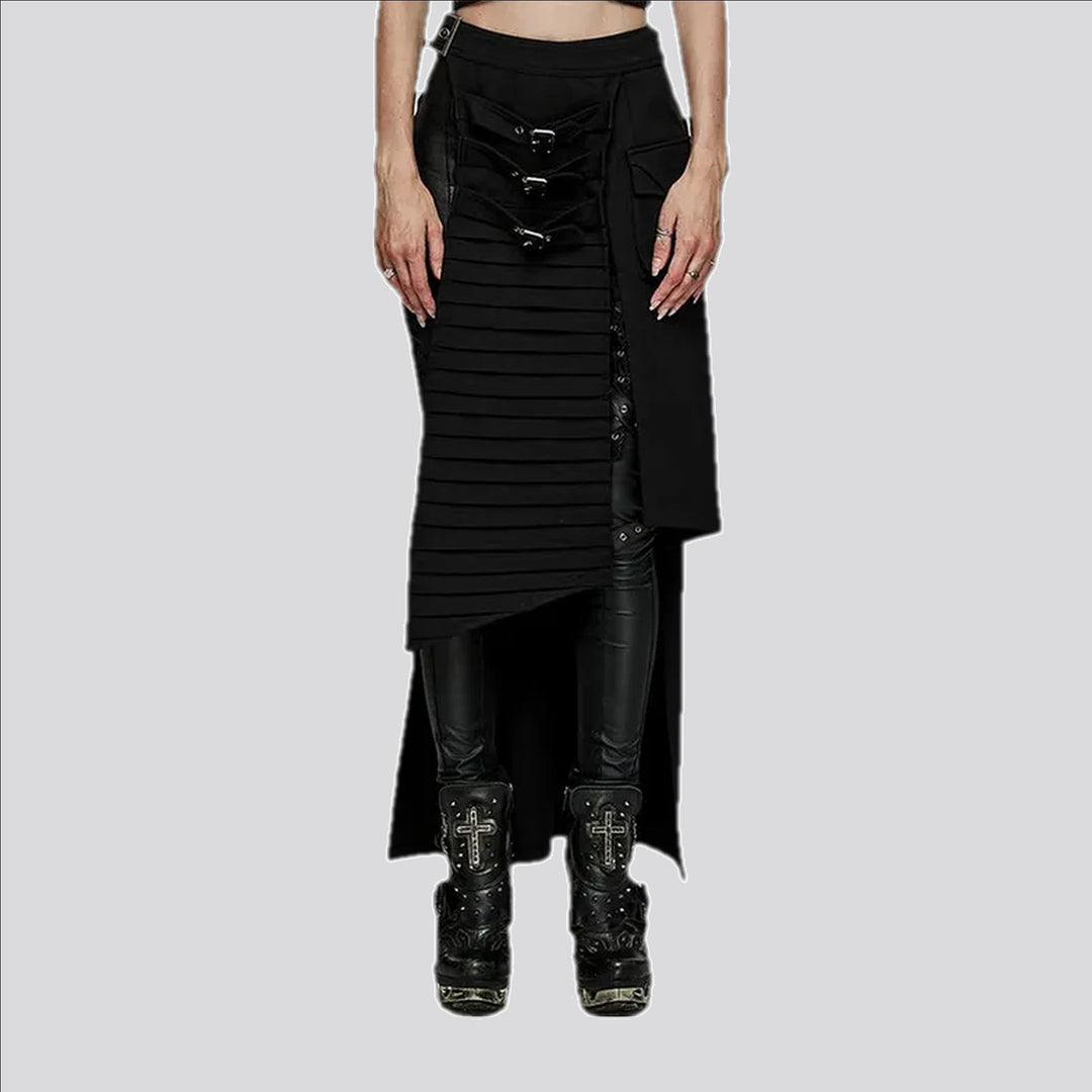 Chic Pleated Asymmetric Fashion Jean Skirt | Jeans4you.shop