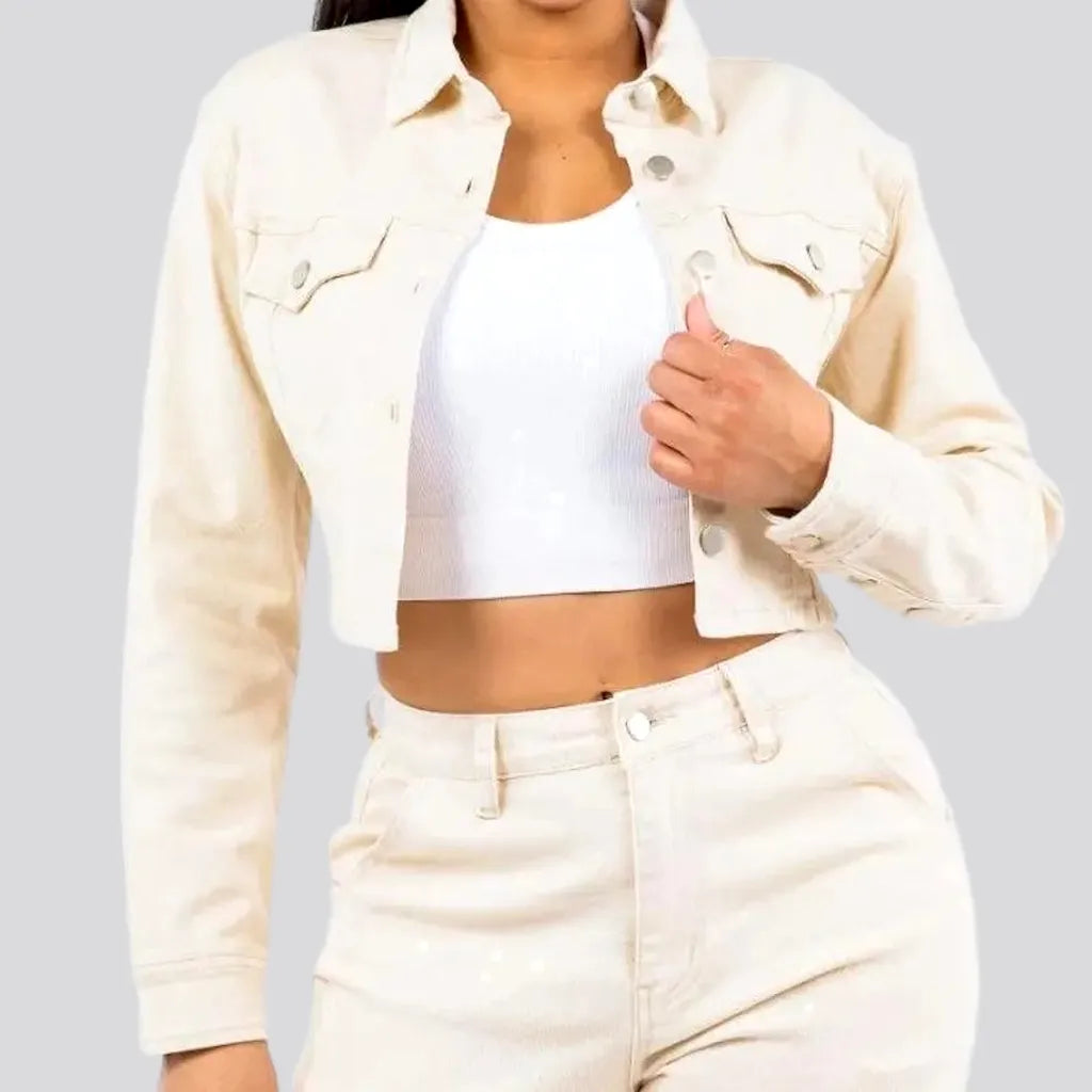 Chic Slim Fit Crop Women's Denim Jacket | Jeans4you.shop