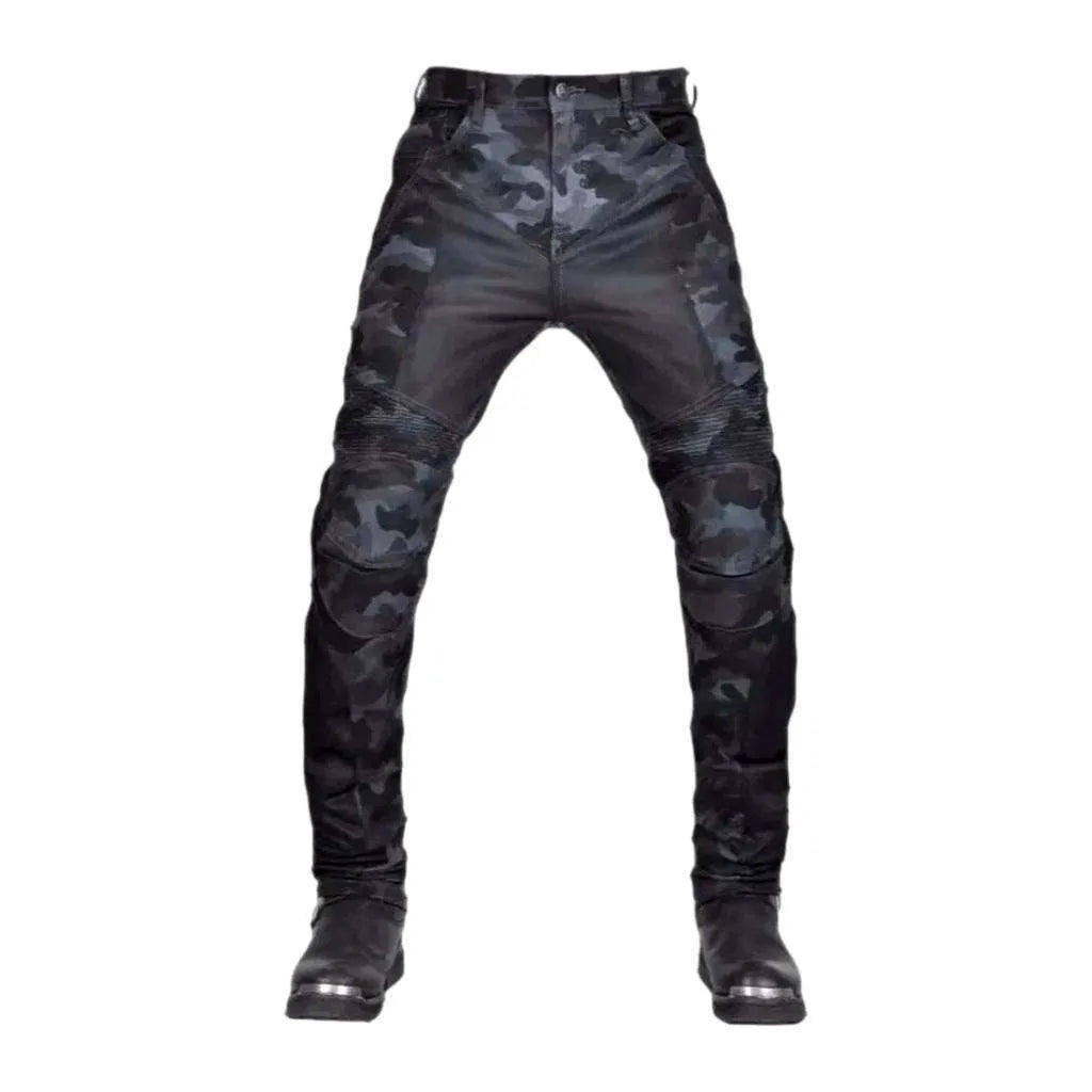 Color protective men's moto jeans