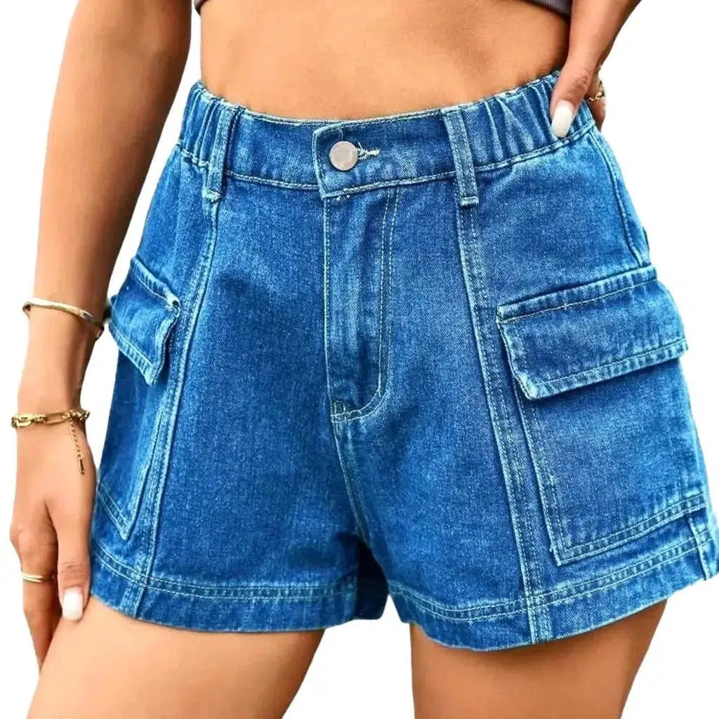 Color women's denim shorts