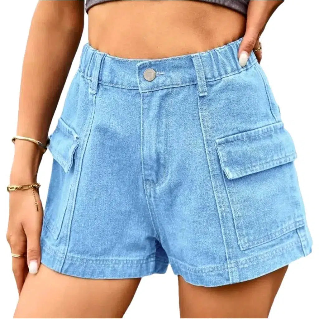 Color women's denim shorts