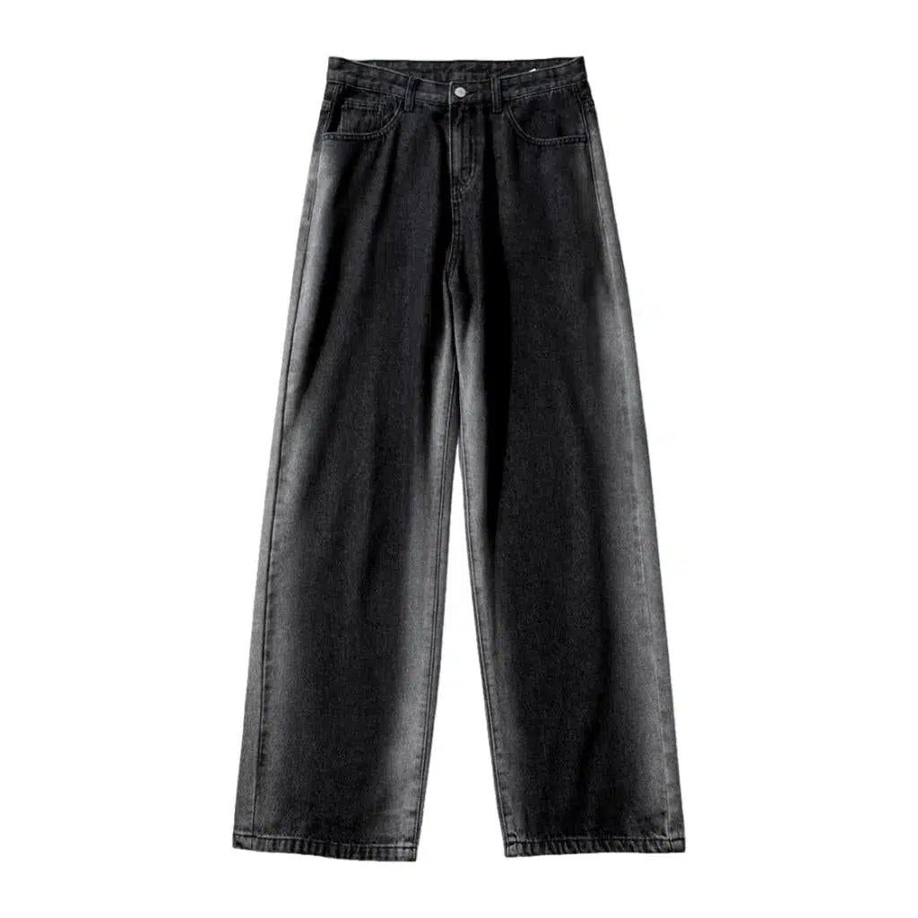 Contrast-bands men's baggy jeans