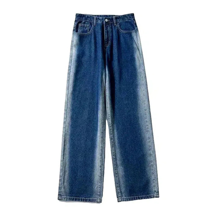 Contrast-bands men's baggy jeans