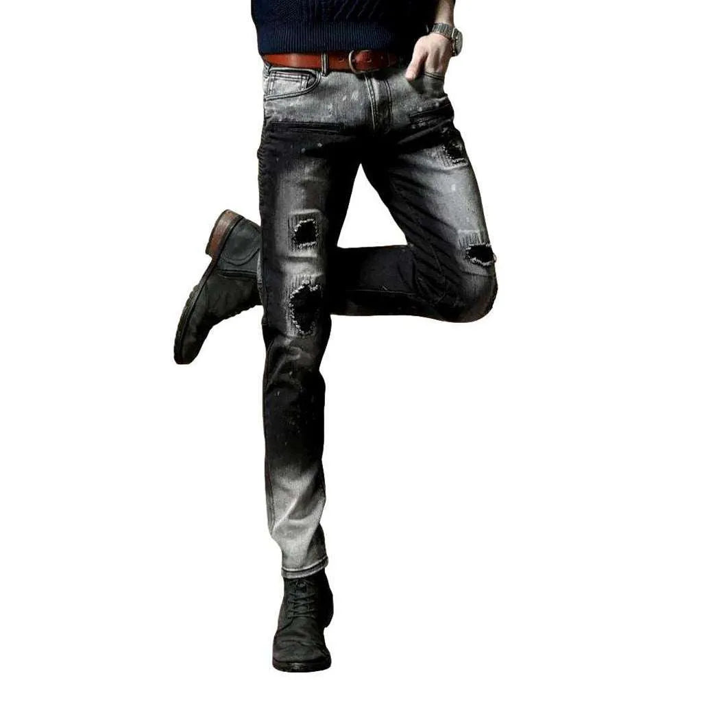 Contrast bleach slim men's jeans