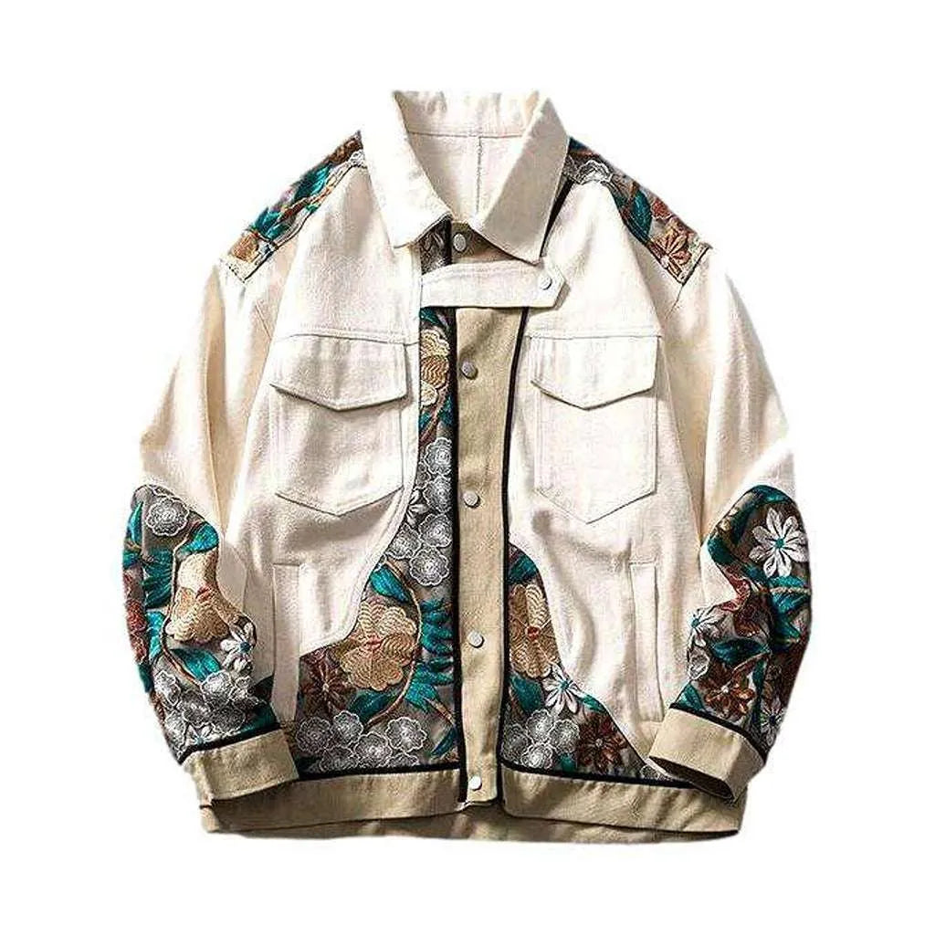 Contrast painted men's denim jacket