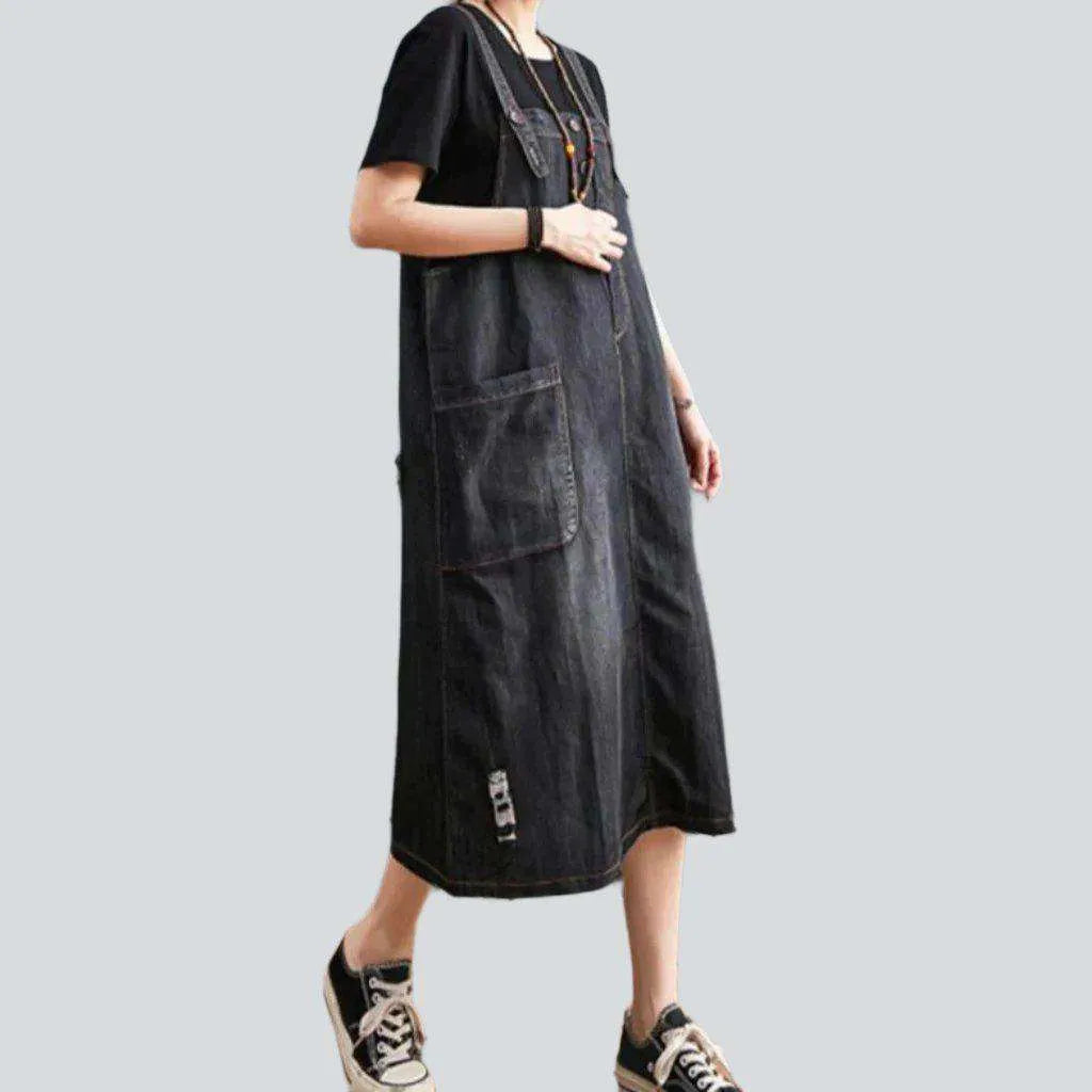 Long vintage street denim dress