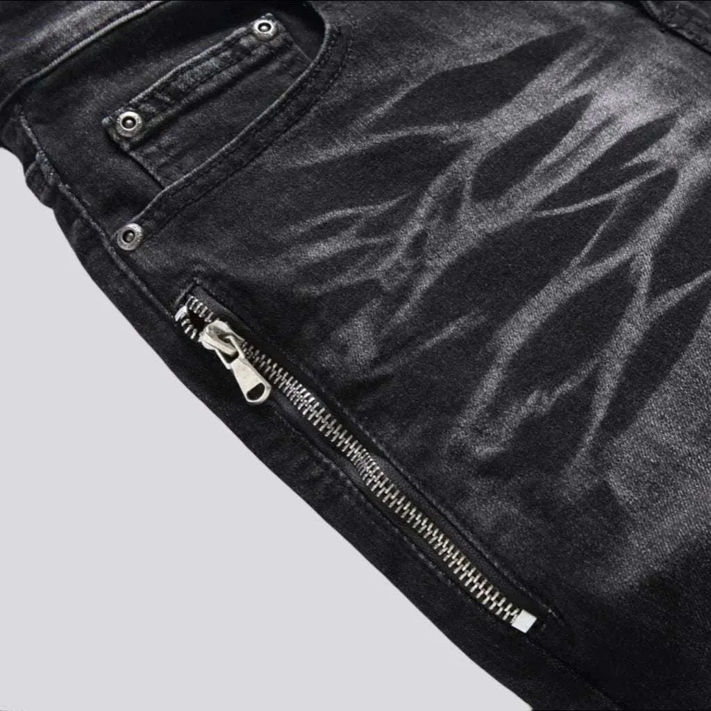 Biker men's sanded jeans