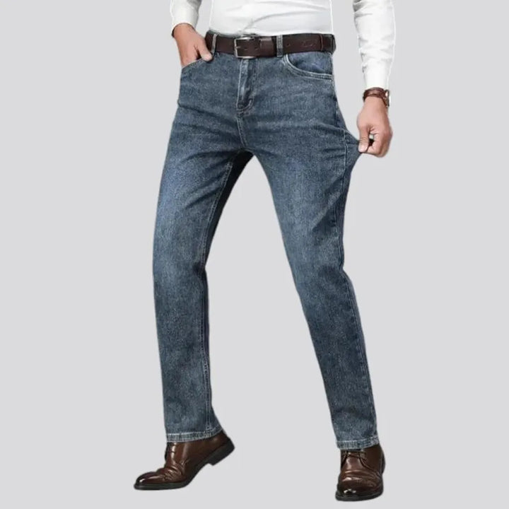 High rise stonewashed men's jeans