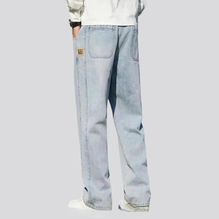 Retro men's rock-washed jeans