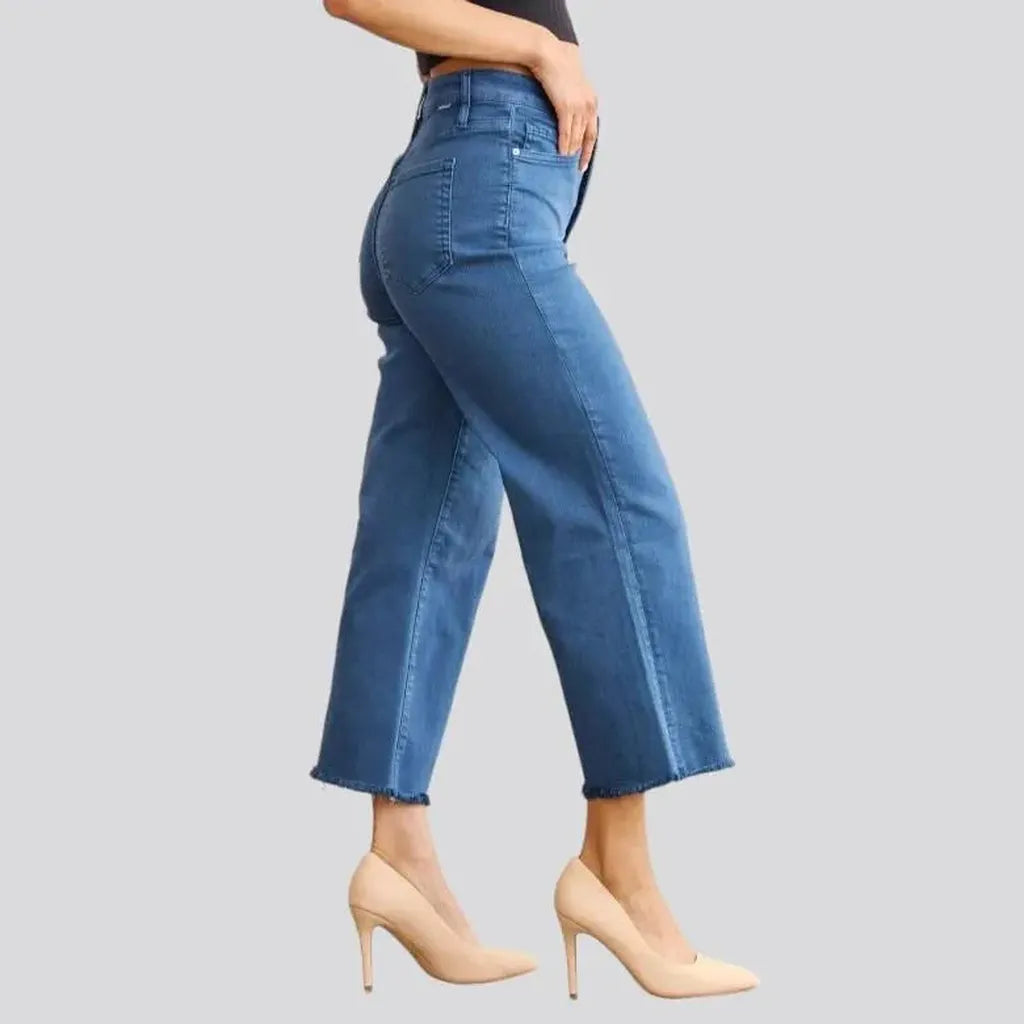 Raw-hem women's straight jeans