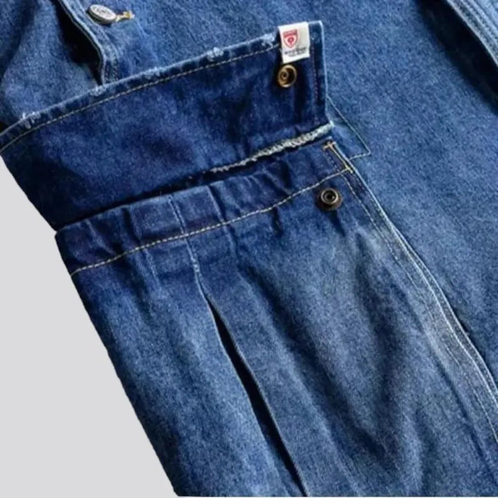 Distressed denim overall for men