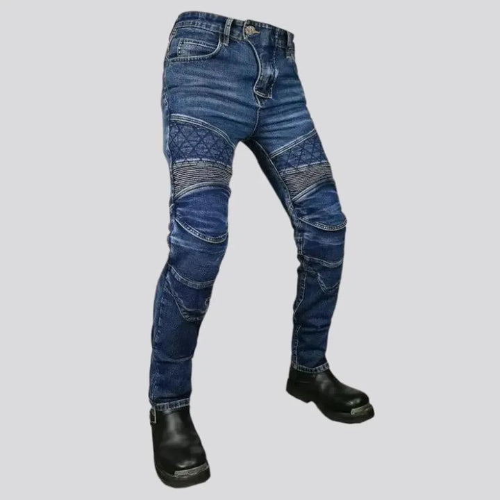 Super heavyweight slim men's riding jeans