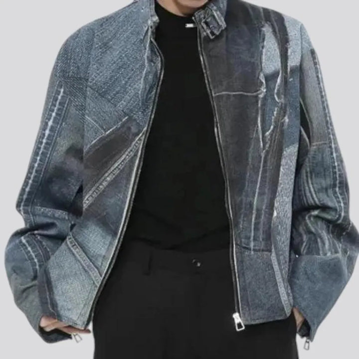 Stylish biker men's denim jacket