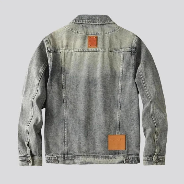 Biker style with frayed edges men's jeans jacket