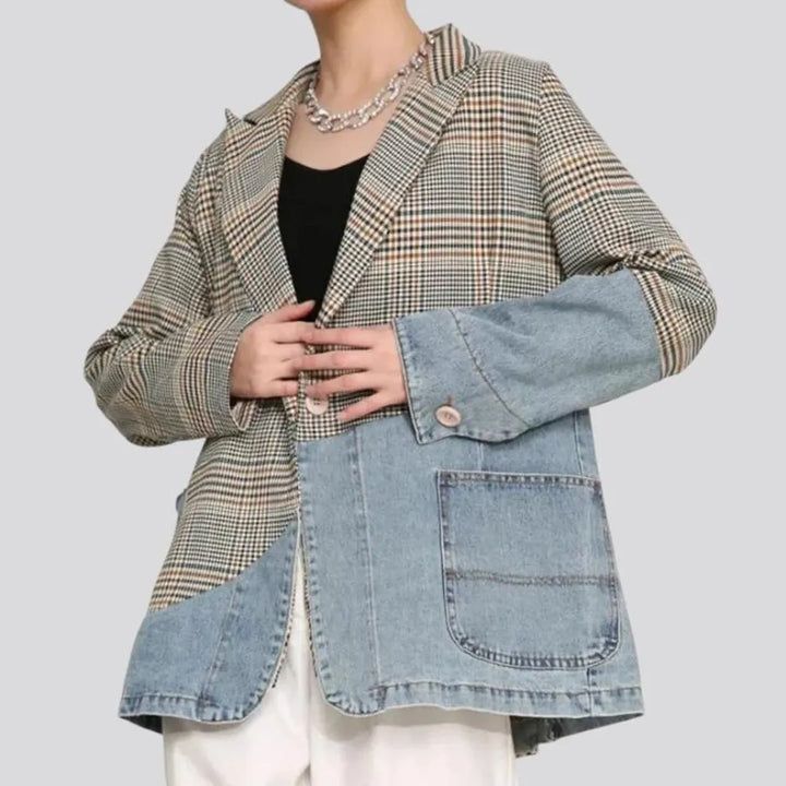 Boho chic denim blazer for women