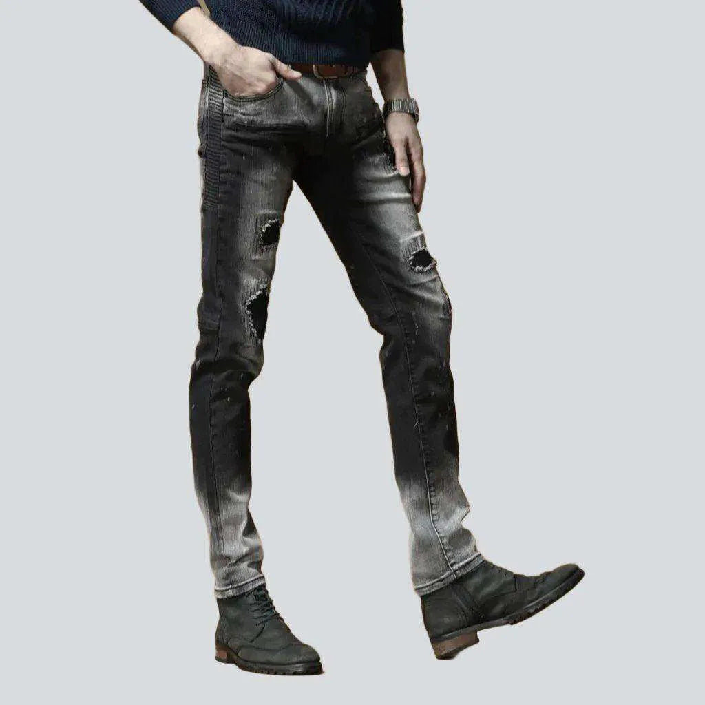 Contrast bleach slim men's jeans