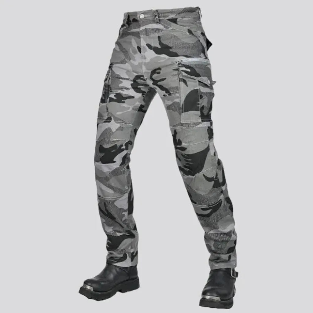 Grey slim moto denim pants
 for men