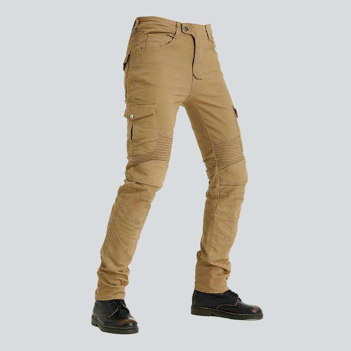 Color men's biker denim pants