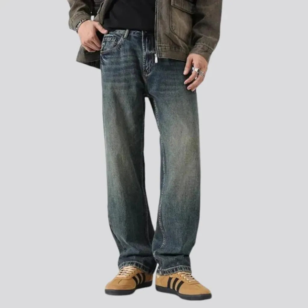 Mid rise straight fit fashion jeans for men