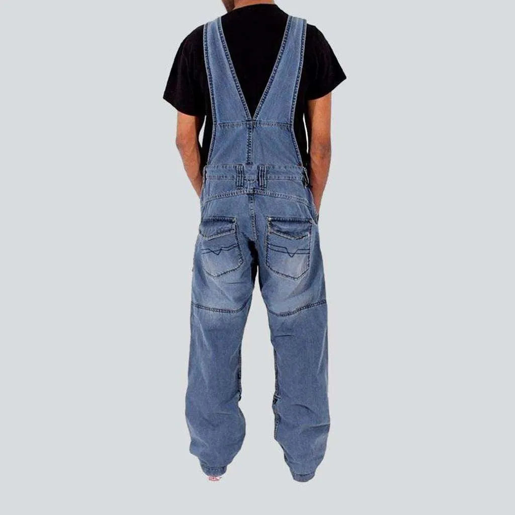 Men's stonewashed jean overall