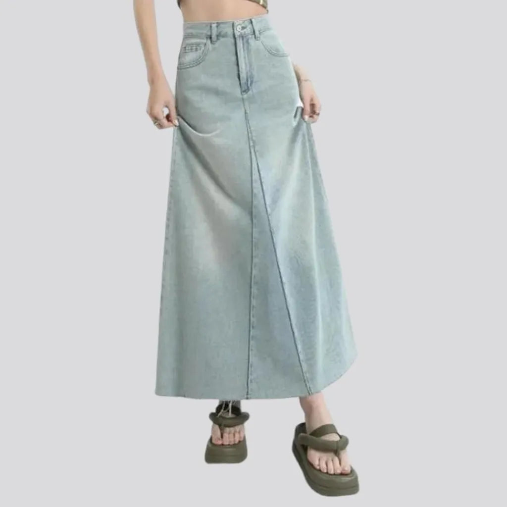 Raw-hem fashion denim skirt
 for ladies